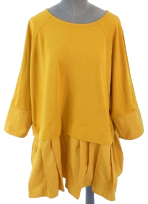 26 COS Blouse Sweatshirt Mustard Yellow Pleated Hem Lagenlook Tunic size  L - Image 1 of 4