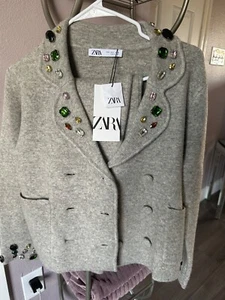 Beautiful Zara women jeweled, embellished wool jacket - Picture 1 of 5