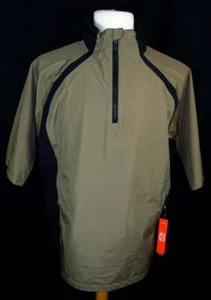 New Mens Sun Mountain Walnut/Black Cumulus SS 1/2 Zip Water/Windproof Pullover L - Picture 1 of 5