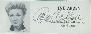 Eve Arden Actor Signed 2x4.5 Directory Cut JSA Authenticated - Picture 1 of 3