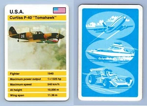Curtiss P-40 "Tomahawk" - Fighters & Bombers 1970's Dubreq Top Trumps Card - Picture 1 of 1