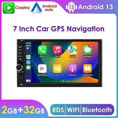 Bluetooth Double 2 Din Android 13 Carplay 2+32GB Car Stereo Radio Head Unit GPS - Image 1 of 4