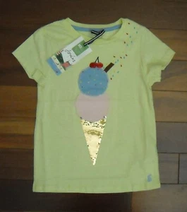 NWT Girl's Joules Astra Ice cream T-Shirt Size 7 Color Yellow - Picture 1 of 4