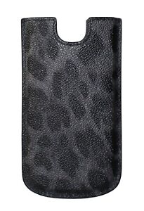 NEW $150 DOLCE & GABBANA Phone Case Cover Gray Leopard Pattern Leather 13x7,5 cm