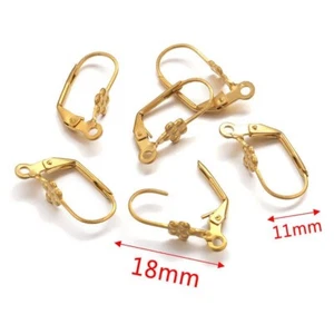 20pcs Golden 304 Stainless Steel Flower Leverback Earwire Hoop Earring 18x11mm - Picture 1 of 2