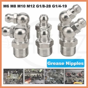 Stainless Steel Grease Nipples Straight 45° & 90° Elbow BSP,NPT Metric Hydraulic - Picture 1 of 38
