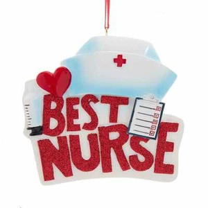 KURT ADLER 3.25" RESIN "BEST NURSE" CHRISTMAS ORNAMENT A2028 - Picture 1 of 1