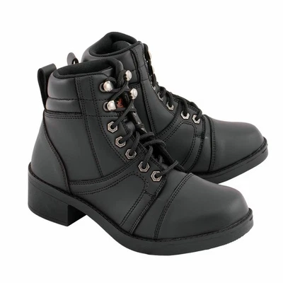 Botas estilo motociclista Milwaukee couro MBK9285 meninos preto com cadarço - Imagem 1 de 4