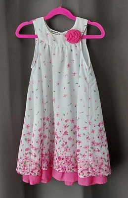 Blueberi Boulevard Girl's White Dress w/Pink Floral Accents / Size 6 - Image 1 of 4