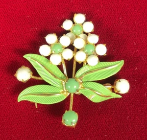 Spilla Jewelry Austria Blume weiß grün mittig Pin - Bild 1 von 6