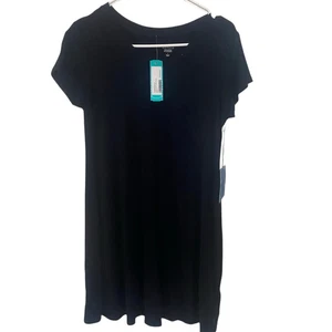 Neu mit Etikett Market & Spruce Alyson Strick-T-Shirt-Kleid Shirtärmel schwarz V-Ausschnitt knielang - Bild 1 von 10