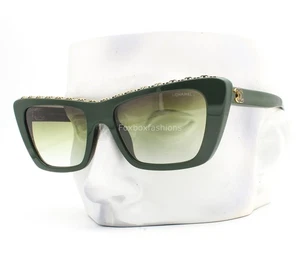 Gafas de sol Chanel ch5540A 1702/E1 verde oscuro dorado logotipo CC borde de cadena con estuche - Imagen 1 de 11