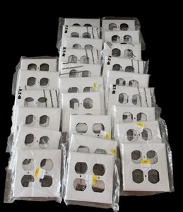 Lot of 25 NEW Eaton Unbreakable White Duplex Receptacle Wall Plates Covers - Picture 1 of 4
