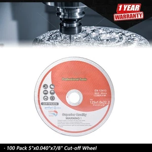 5"x0.040"x7/8" Cut-off Wheel - Metal & Stainless Steel Cutting Discs 100Pack New - Picture 1 of 7