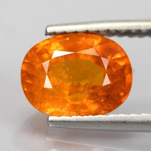4.44CTS BRILLIANT OVAL STEP CUT FANTA ORANGE NATURAL SPESSARTITE GARNET GEMSTONE - Picture 1 of 3
