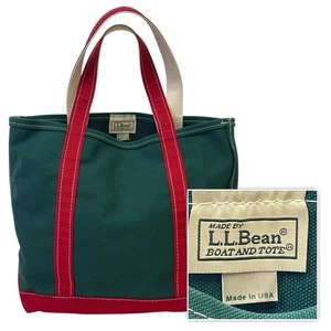 Rare Vintage LL Bean Boat and Tote USA Canvas Bag Green & Red Holiday Christmas Med - Bild 1 von 22