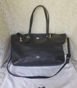 COACH Turn Lock Work Multi Function Tote Crossgrain Black 3 Handles Shoulder - Picture 1 of 15