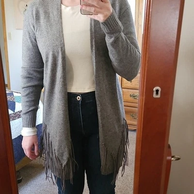 Cárdigan Ya Los Angeles Gris Flecos Western Grande Nuevo Con Etiquetas Foto 1 de 4