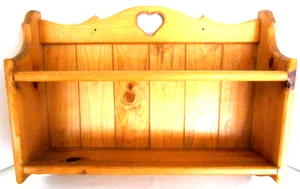 VINTAGE 2 TIERED SHELF COUNTRY FARM HOUSE HAND MADE OAK HANDING 22" - Picture 1 of 6