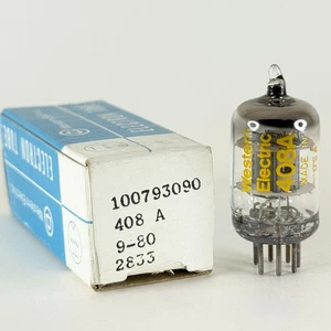 (1) Tested 1980 Western Electric 408A Tube with Box Black Plate O Halo Code 8039 - Picture 1 of 8