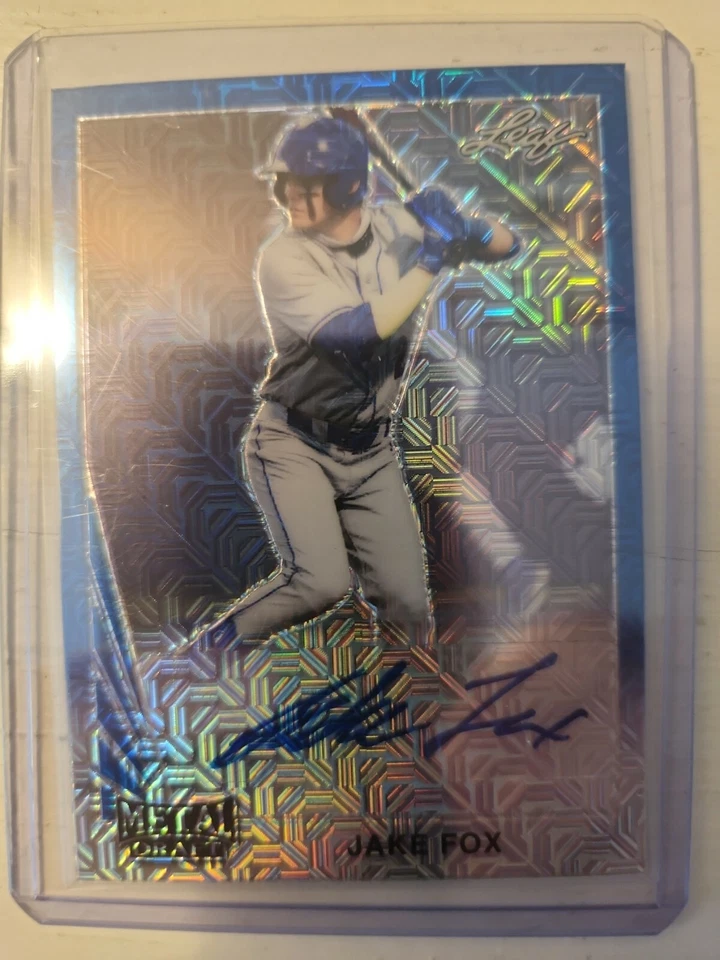 2021 Leaf Metal Draft JAKE FOX blue mojo prospect auto-1/10-Guardians - Image 1 of 2