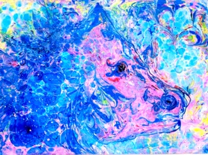Horse Original Painting Abstract Mustang Head Wall Art 11.5x15.5 in - Picture 1 of 7
