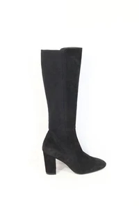 Stuart Weitzman Livia Knee High Boots sz 7 Women Black Suede Heel Pull on - Picture 1 of 17