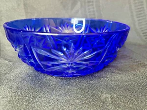 Bohemian Kobaltblau Schliff auf Klarglas Schüssel 5" - Bild 1 von 7