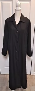 Midnight Velvet Women's Trench Coat Black Button Sz 8 Collar Full Length Gothic - Picture 1 of 9