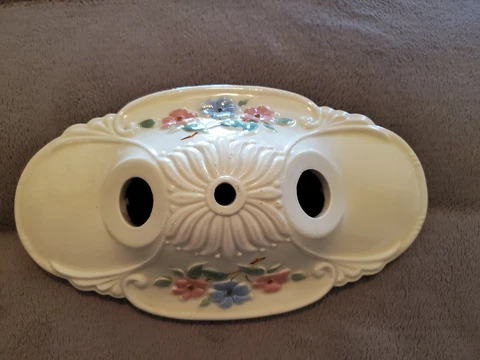 Antique Vtg Art Deco Flush Mount Ceiling Fixture Light Porcelain Ceramic 11" Cover