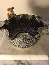Antique Indian Kutch Silver Sugar Bowl - Repousse Chased Tea