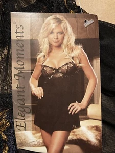 Elegant Moments Negligee Medium Neu mit Etikett schwarz mit Goldakzenten / tief ausgeschnittener Rücken - Bild 1 von 4