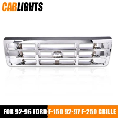 Chrome Front Bumper Grille Grill Fit For 1992-1996 Ford Bronco F350 F250 Pickup Foto 1 de 4