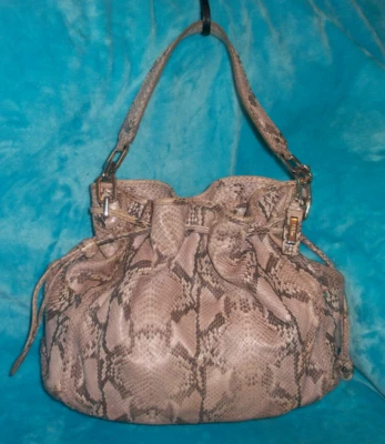 COLE HAAN Leather Python / Snakeskin Embossed Hobo Shoulder Bag  - DRAWSTRING - Image 1 of 4