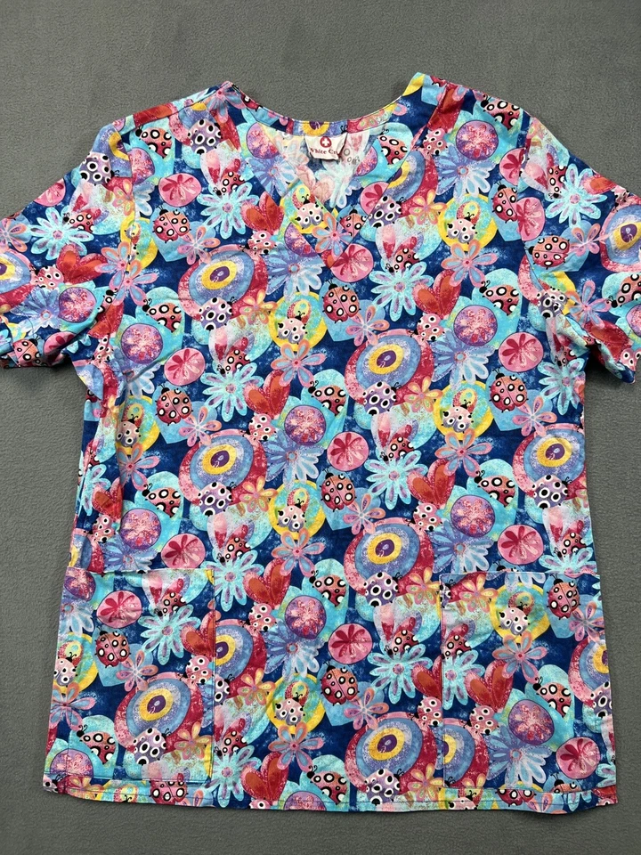 Blusa esfoliante médica cruz branca adulto grande uniforme de enfermagem de insetos femininos bolso - Imagem 1 de 4