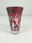  Ruby Red Etched Art  Vintage Glass Japanese Stamped Valentines 4" T