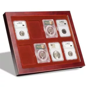 Certified Coin Slab Display Box Wood Mounted Frame Office Desk Collection Gift - Picture 1 of 3