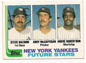 1982 Topps Rookies Balboni/McGaffigan/Robertson New York Yankees #83