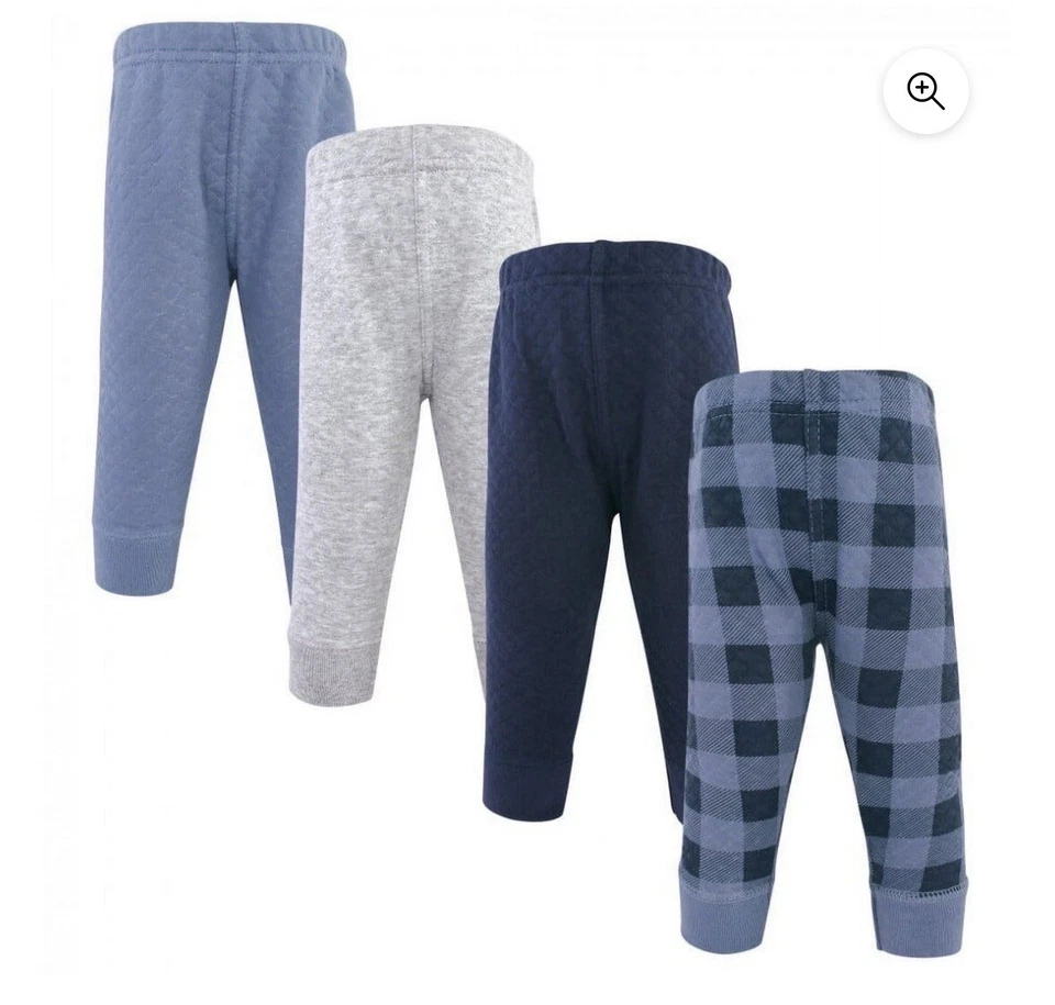 NWOT Sz 2T 4 Pack Hudson Baby Boys Quilted Lightweight Joggers. Blue/Gray - Image 1 of 1