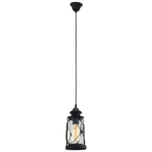 Lampada lampadario lanterna a sospensione vetro e metallo nero E27 Bradford - Foto 1 di 1