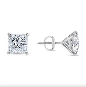 Pendiente de diamantes cultivados en laboratorio princesa de 2,5 quilates IGI E/VS 2,5 quilates Martini de oro blanco de 14 quilates - Imagen 1 de 3