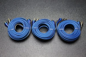 3 PCS 20 FT RCA WIRE BLUE GRAY 2 CHANNEL CAR AMP HOME AUDIO STEREO BLS-20 - Picture 1 of 5