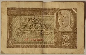 BILLETE POLONIA 2 ZLOTE 1941 BILLETE RARO ESTADO CIRCULADO - Imagen 1 de 2