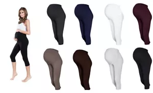 Maternity Leggings Cropped 3/4 Length Cotton Over Bump Size 8 - 18 - Picture 1 of 10