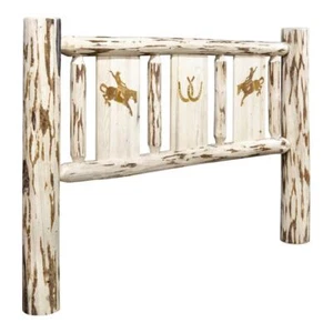 Montana Woodworks Wood California King Headboard with Engraved Design in Natural - Picture 1 of 5