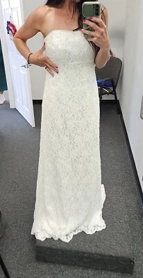 Vestido de novia David sin tirantes talla 6 marfil  Foto 1 de 4