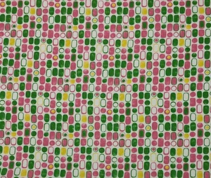 WAVERLY L.H. Tela de cuadrados geométricos rosa verde on the rocks por yarda 54" W - Imagen 1 de 5