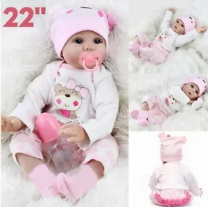 22" Reborn Dolls Baby Handmade Realistic Soft Vinyl Silicone Newborn Doll Gifts - Picture 1 of 11