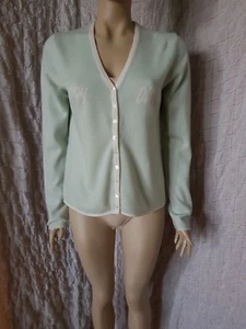Prego Hamburg 100% Kaschmir "Happy Ducks" Strickjacke in hellgrün Gr. 38 / M - Bild 1 von 12