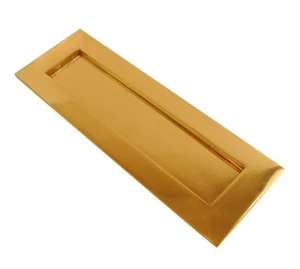 Massiv Messing schwer gefederter Briefkasten Postplatte Abdeckung viktorianisches Messing oder Chrom - Bild 1 von 8
